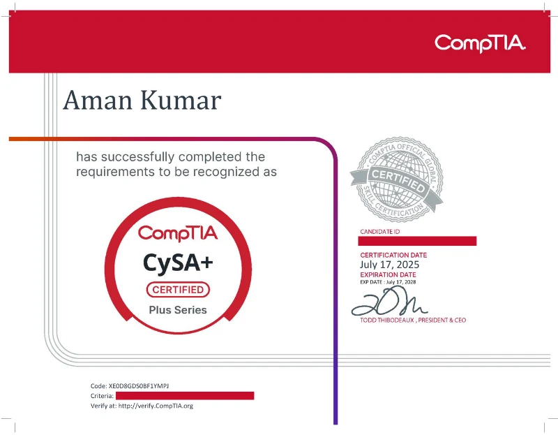 CompTIA Certificate 2
